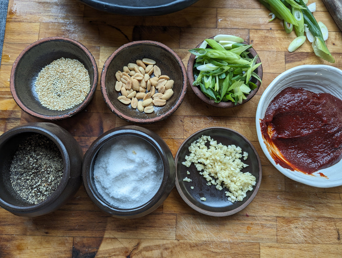 Preparing ingredients for kimchi