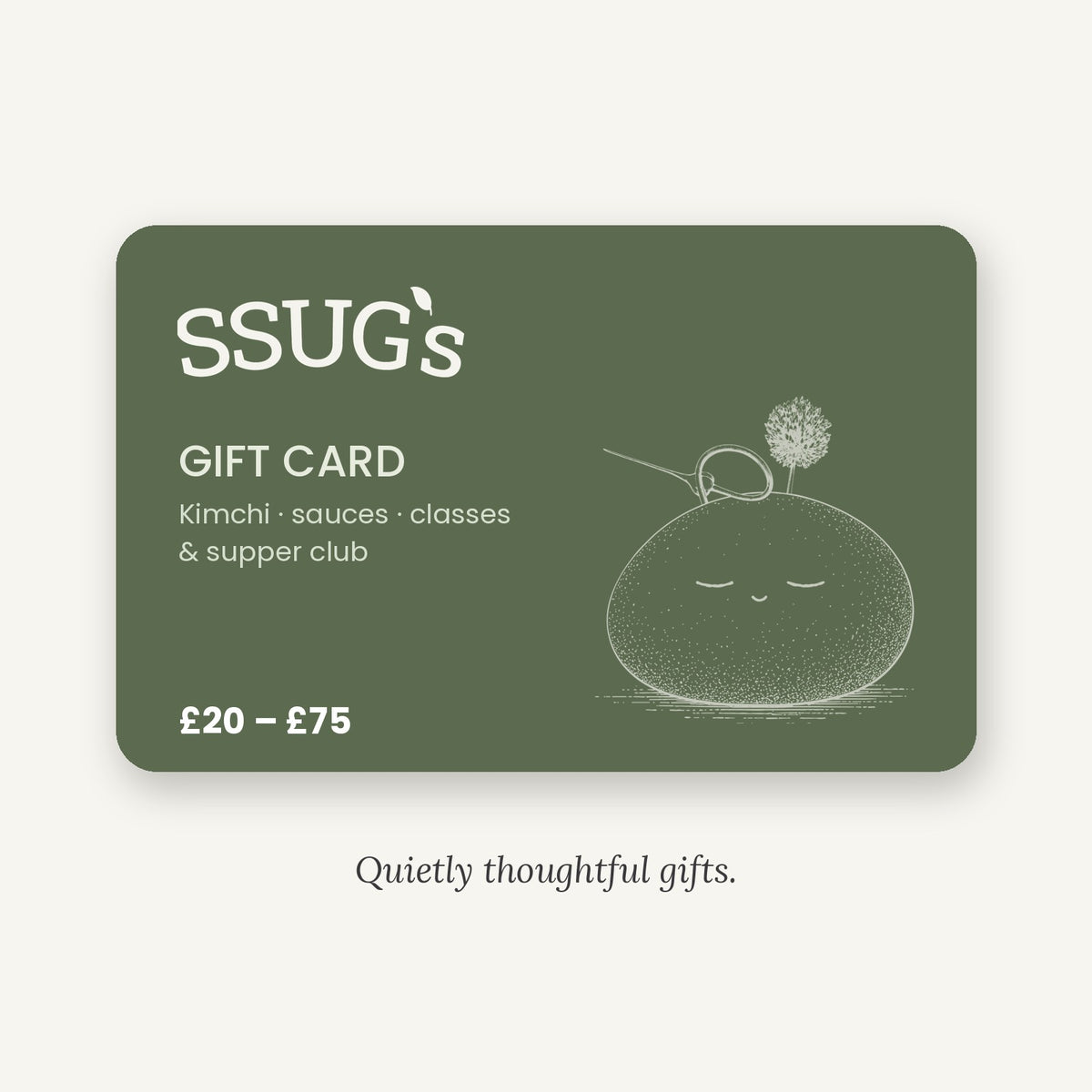 SSUG gift card with Dori: for kimchi, sauces, classes and supper club